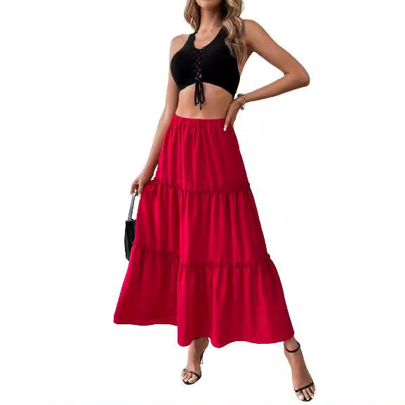 Jupe maxi décontractée pour femmes avec volant et taille élastique Chic und Stil