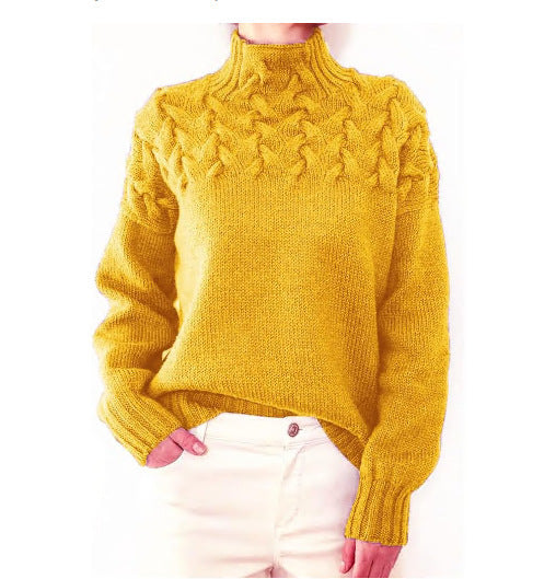 Pull en tricot pour femmes avec col montant et motif torsadé tendance Chic und Stil
