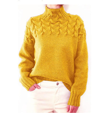 Pull en tricot pour femmes avec col montant et motif torsadé tendance Chic und Stil