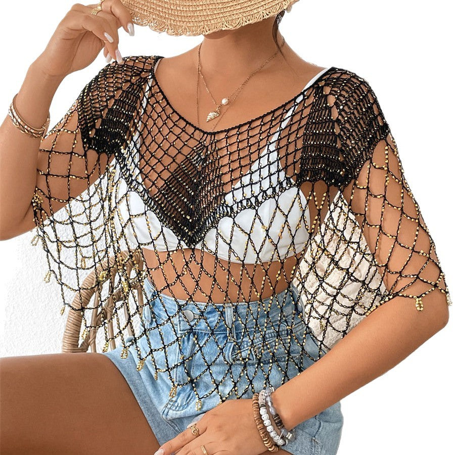 Dames Crochets Perles Couvrir Haut Chic und Stil