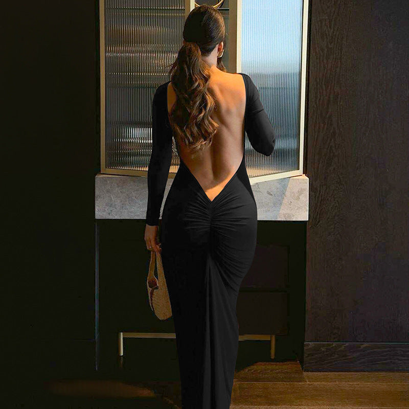 Robe longue élégante pour femmes avec effet froncé raffiné Chic und Stil