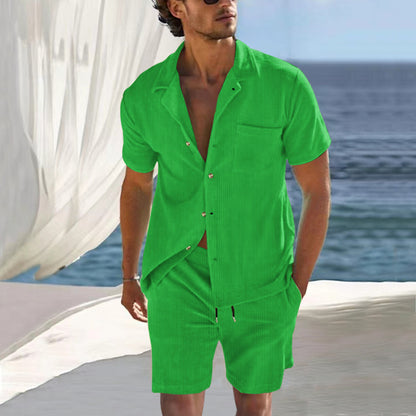 Ensemble de chemise à manches courtes décontractée pour hommes et shorts en tissu respirant Chic und Stil