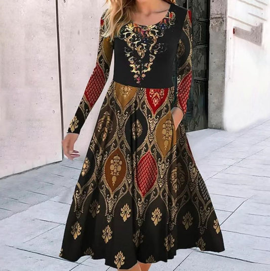 Robe maxi élégante pour dames avec motif artistique Chic und Stil