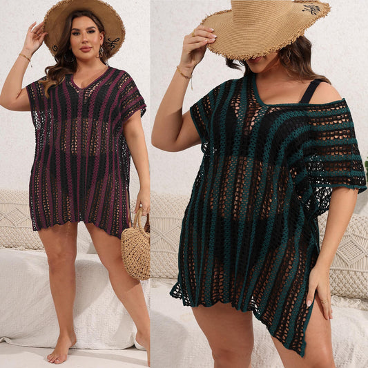 Tunique de plage en tricot rayée pour dames Chic und Stil