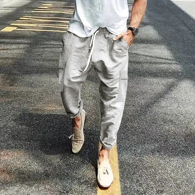 Pantalon cargo décontracté pour hommes avec taille ajustable et poches latérales pratiques Chic und Stil