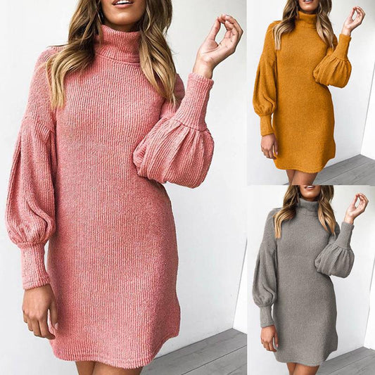 Robes pour femmes avec col haut et manches volumineuses Chic und Stil