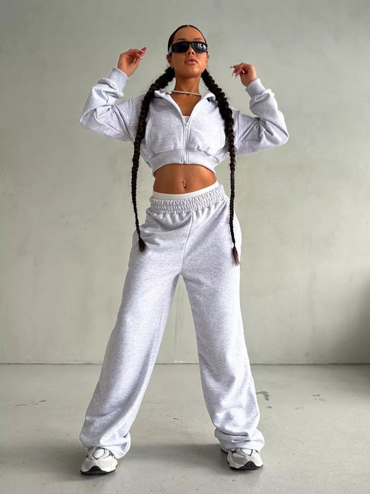 Women's modern Cropped Hoodie and wide jogger pants Set Chic and Style