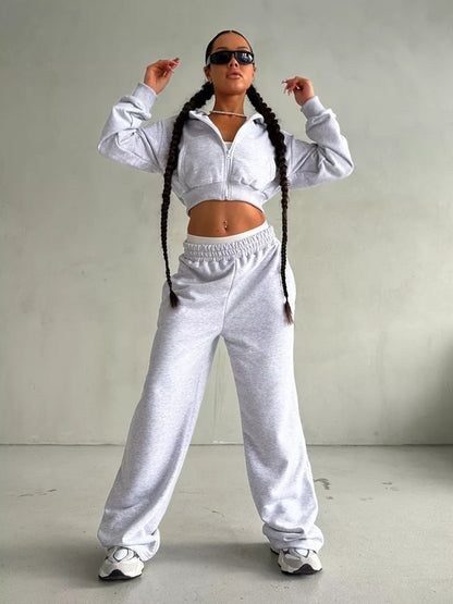 Women's modern Cropped Hoodie and wide jogger pants Set Chic and Style