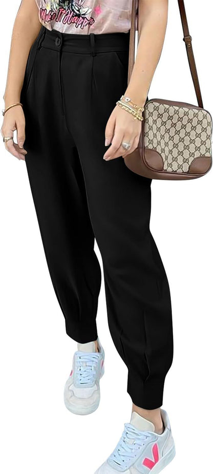 Elegant and fashionable high-waisted pants for women with pleats and side pockets Chic and Style