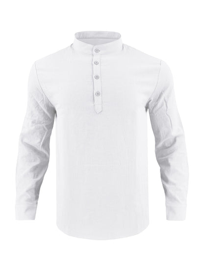 Chemise élégante pour hommes à manches longues avec col montant à la mode et surface texturée Chic und Stil