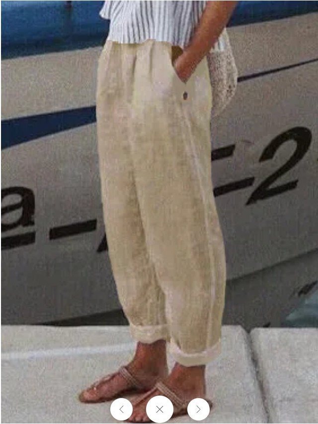 Casual linen pants for women with elastic waistband and practical side pockets Chic and Style