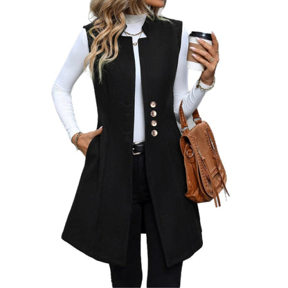 Dames Élégante Gilet en matériau en boucle de haute qualité et détails de boutons stylés Chic und Stil