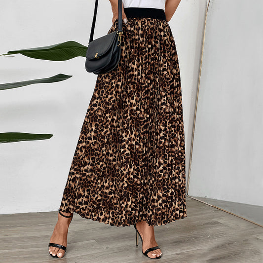 Jupe maxi plissée pour femmes avec design imprimé animal Chic und Stil