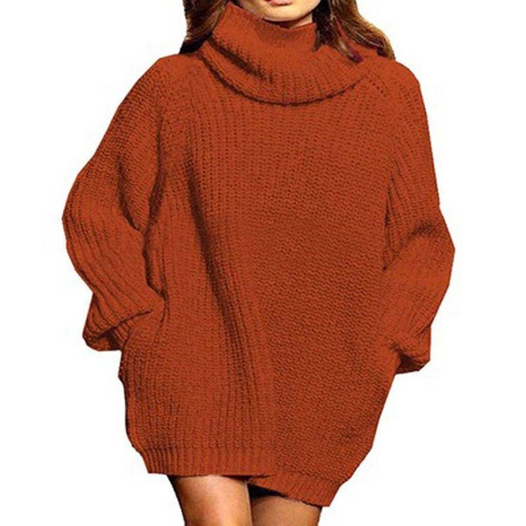 Robes pull en grosse maille pour femmes avec col haut et coupe décontractée Chic und Stil