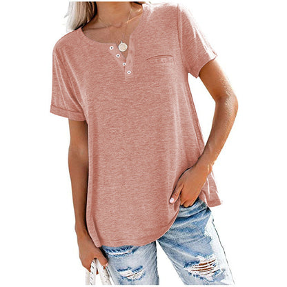 T-shirt pour femmes de haute qualité avec détail de bouton et coupe décontractée Chic und Stil