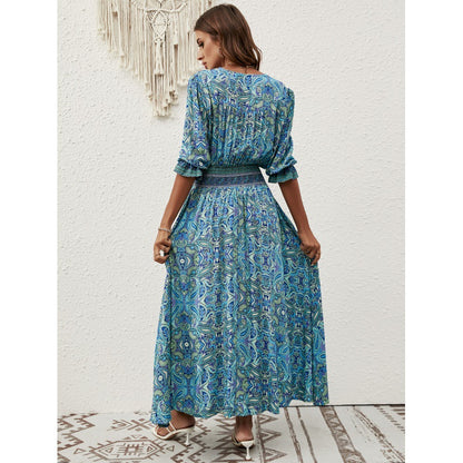 Dames Élégant Bouton-Up Maxi Robe avec Fente Latérale et Taille à Cordon Chic und Stil