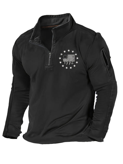 Casual pullover for men with high collar and functional zipper Chic and Style