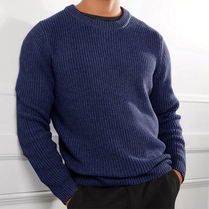 Pull en tricot pour hommes avec surface texturée et col ras du cou Chic und Stil