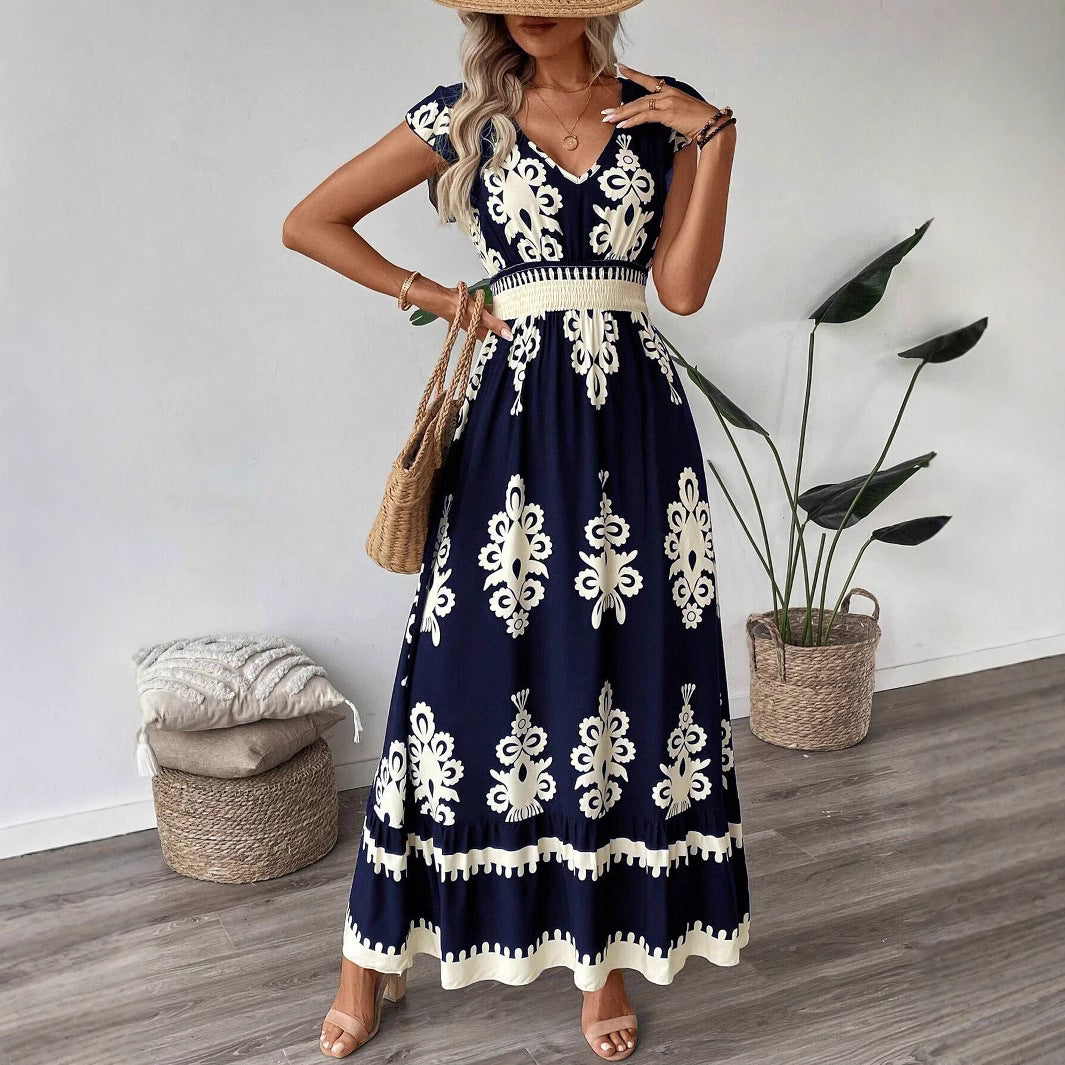 Femmes Robe Maxi Imprimé Bohémien Chic und Stil