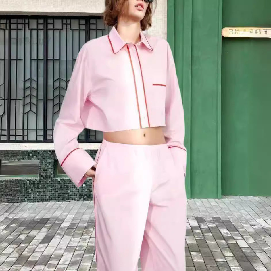 Fashionable women's two-piece set with crop top and wide leg pants Chic and Style