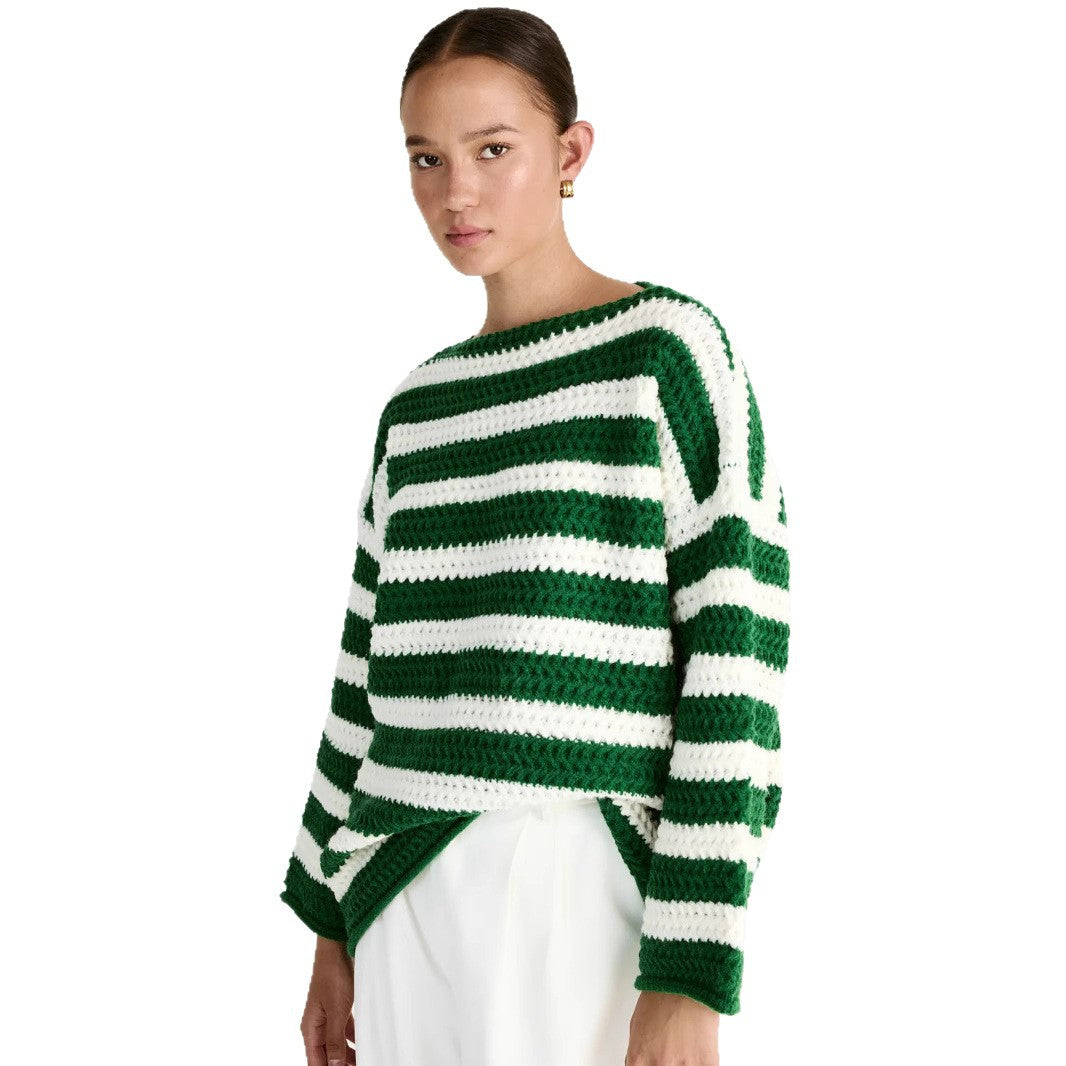Pull over taille grande décontracté pour femmes avec motif rayé Chic und Stil