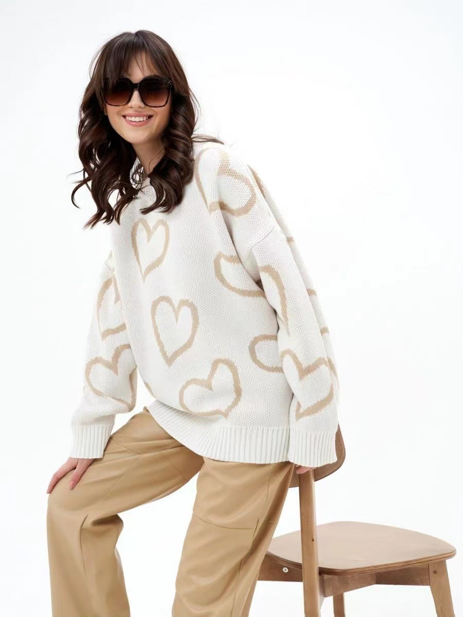 Pull oversized pour femmes avec motif cœur et coupe décontractée Chic und Stil