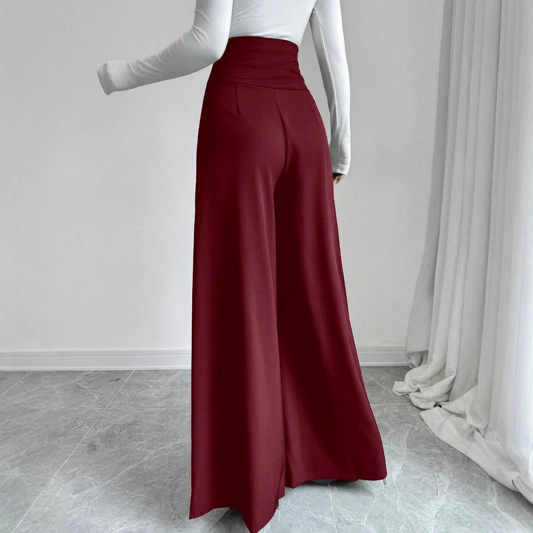 High-waisted palazzo pants for women with decorative buttons Chic and Style
