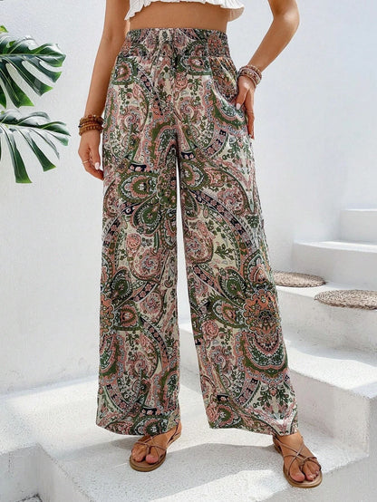 Wide Palazzo Pants for Women with an Elegant Paisley Pattern Chic und Stil
