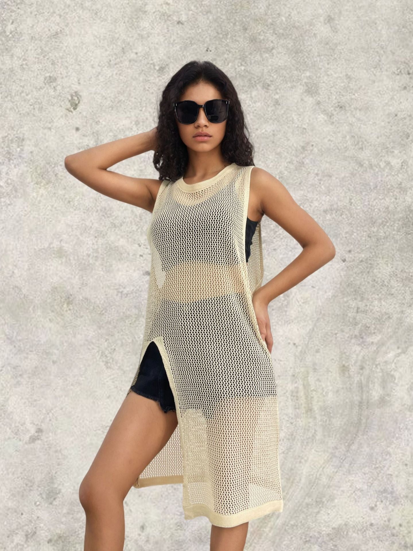 Pull léger en tricot pour femmes avec un design en maille tendance et des fentes latérales Chic und Stil