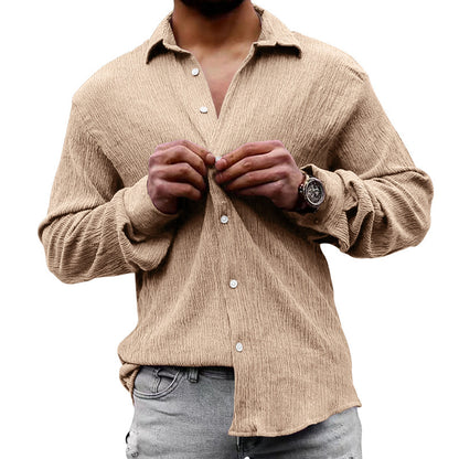 Chemise décontractée à manches longues pour hommes en tissu texturé et au look moderne Chic und Stil