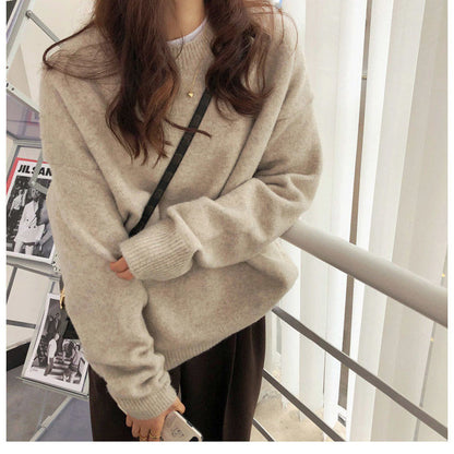 Dames Pull oversized épais avec col haut et tricot côtelé Chic und Stil
