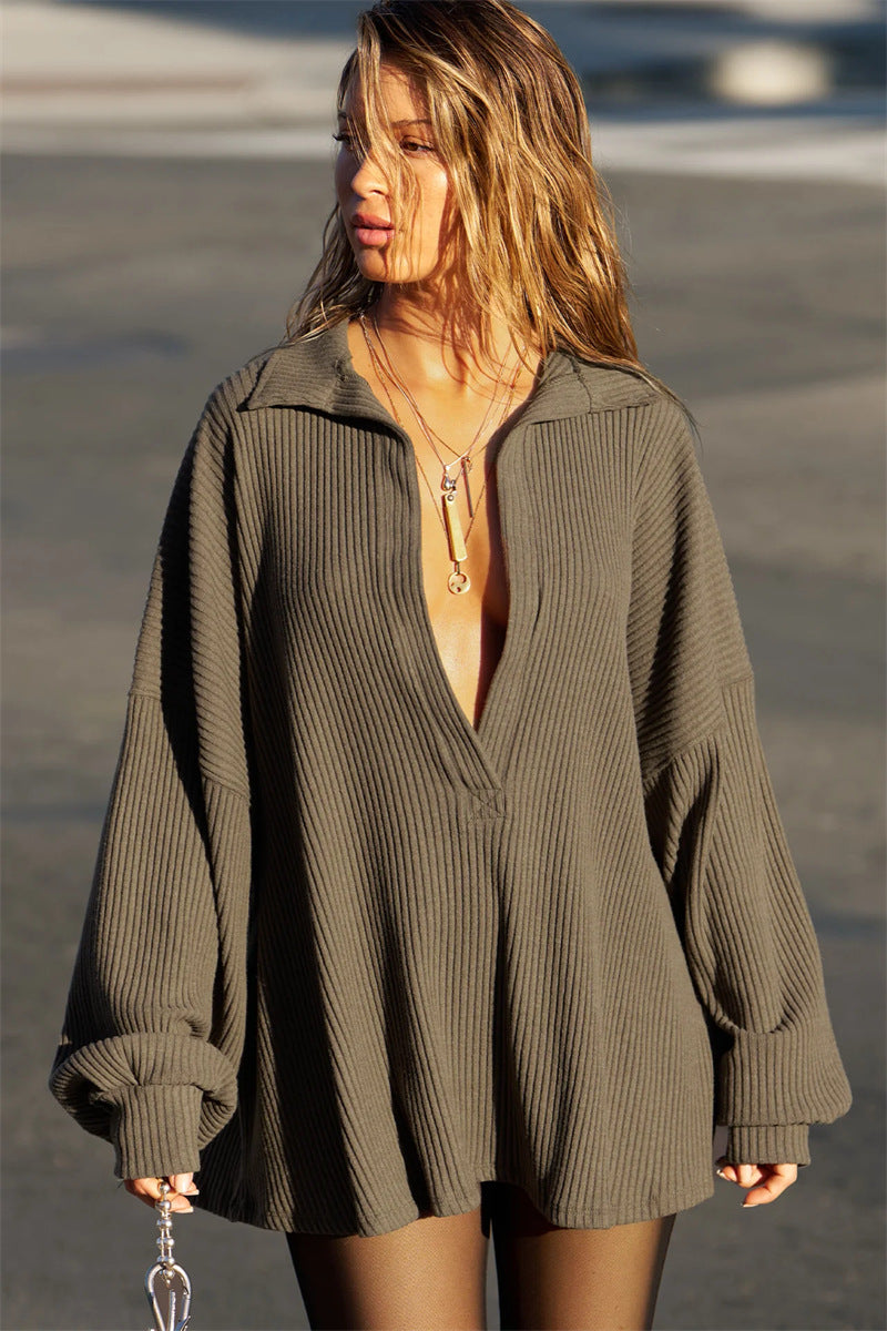 Pull en tricot décontracté pour femmes avec col montant et manches larges Chic und Stil