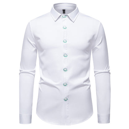 Chemise à manches longues pour hommes avec design de bouton créatif Chic und Stil