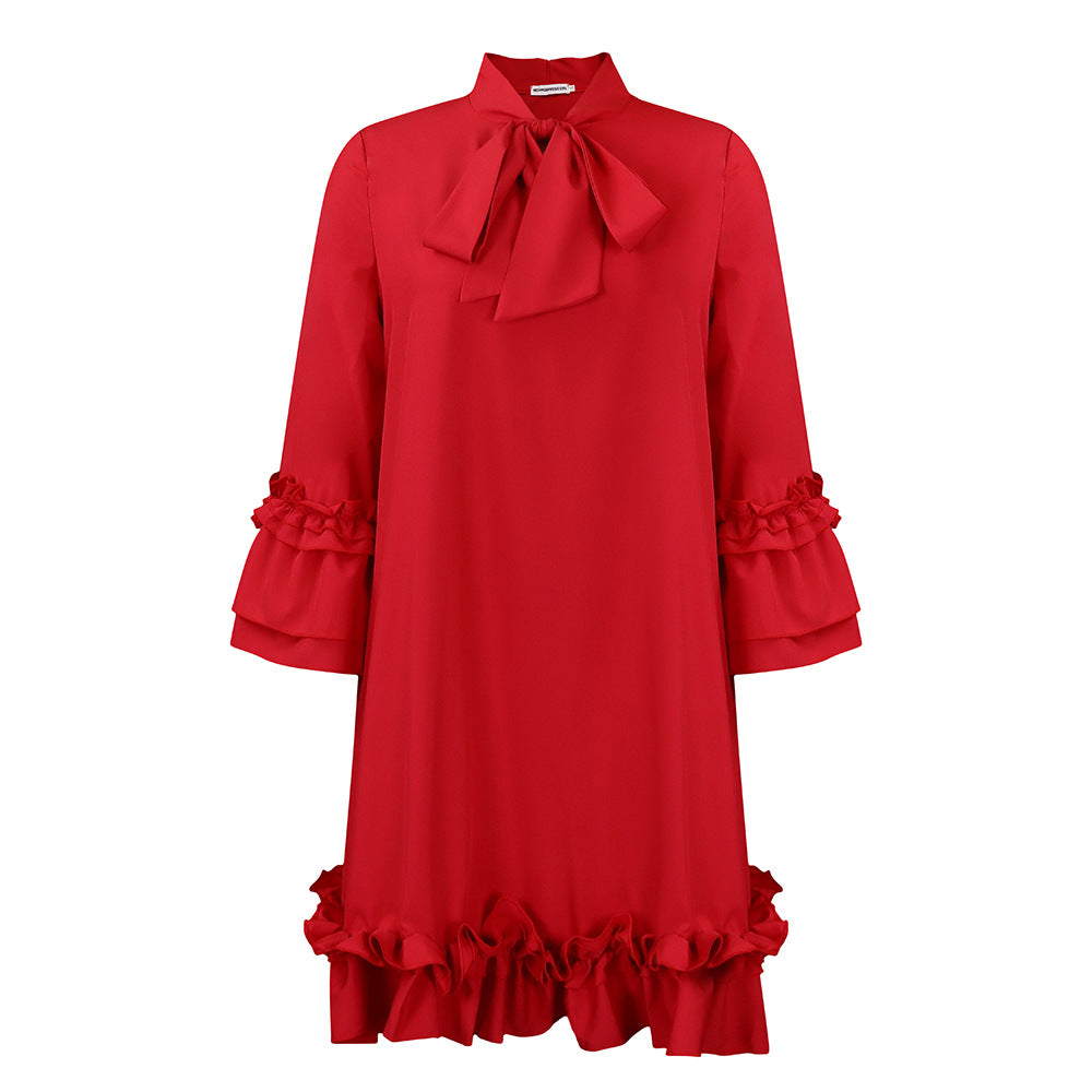 Robe chemise féminine à accent nœud et manches volantées Chic und Stil