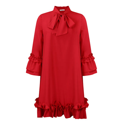 Robe chemise féminine à accent nœud et manches volantées Chic und Stil