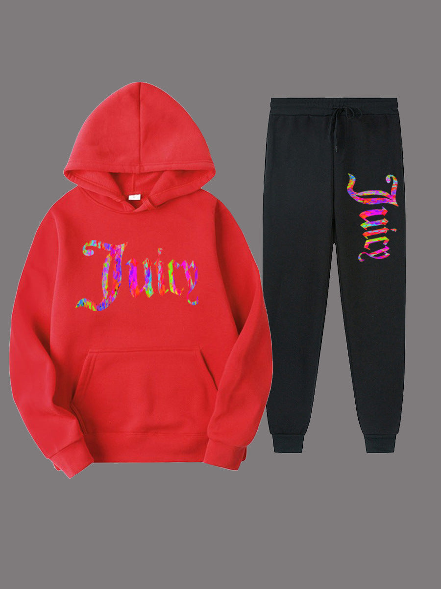 Women's sporty hoodie set and jogger pants with unique graphic print Chic and Style