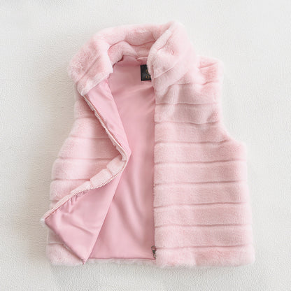 Veste matelassée pour dames en fausse fourrure à col montant Chic und Stil