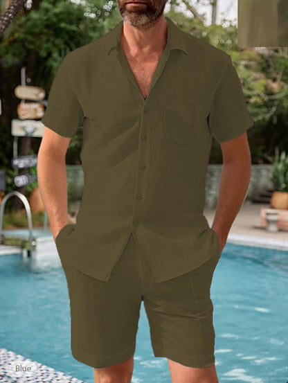 Hommes ensemble chemise à manches courtes légère et shorts Chic und Stil