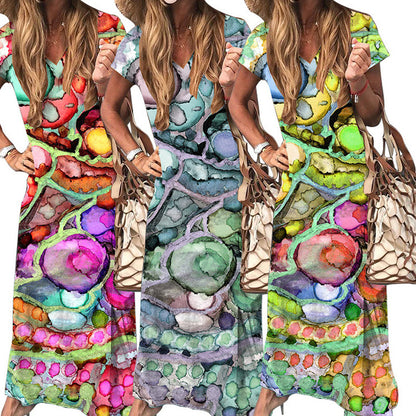 Robe maxi imprimée artificielle Chic und Stil pour femme