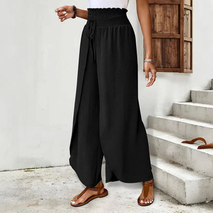 Palazzo pants for women with elastic waist and side slits Chic und Stil