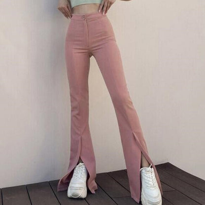 Flared pants for women with side slits and high waist Chic and Style