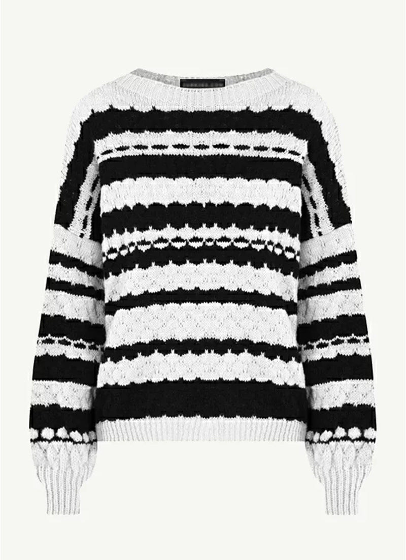 Pull en tricot confortable pour femmes avec un motif de torsades moderne et des accents graphiques Chic und Stil