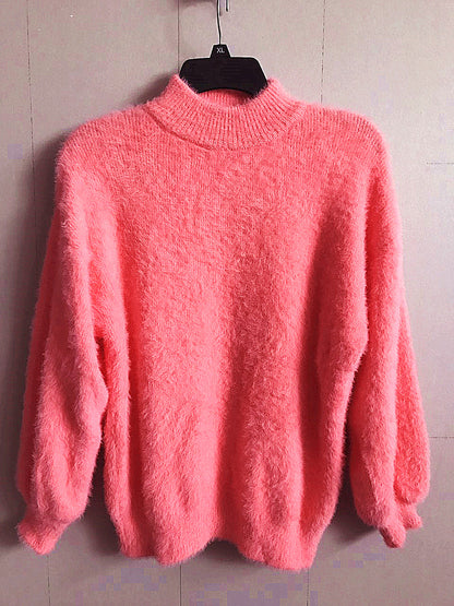 Pull en mohair pour femmes avec col roulé, manches bouffantes et design texturé Chic und Stil