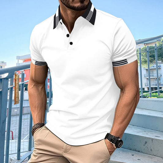 Polo à manches courtes élégant pour hommes avec passepoil contrasté Chic und Stil