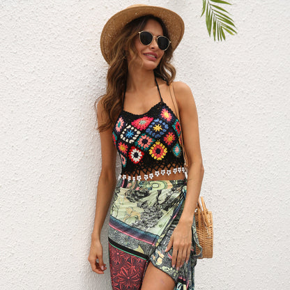 Haut à bretelles fleuri en crochet pour dames Chic und Stil