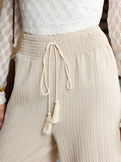 Casual Palazzo Pants for Women with Elastic Waist and Trendy Ties Chic and Style