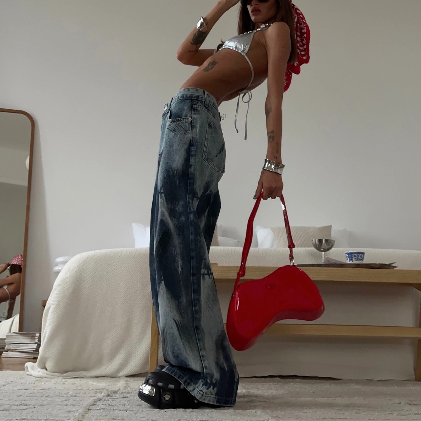 Dames Jeans larges avec lavage unique Chic und Stil