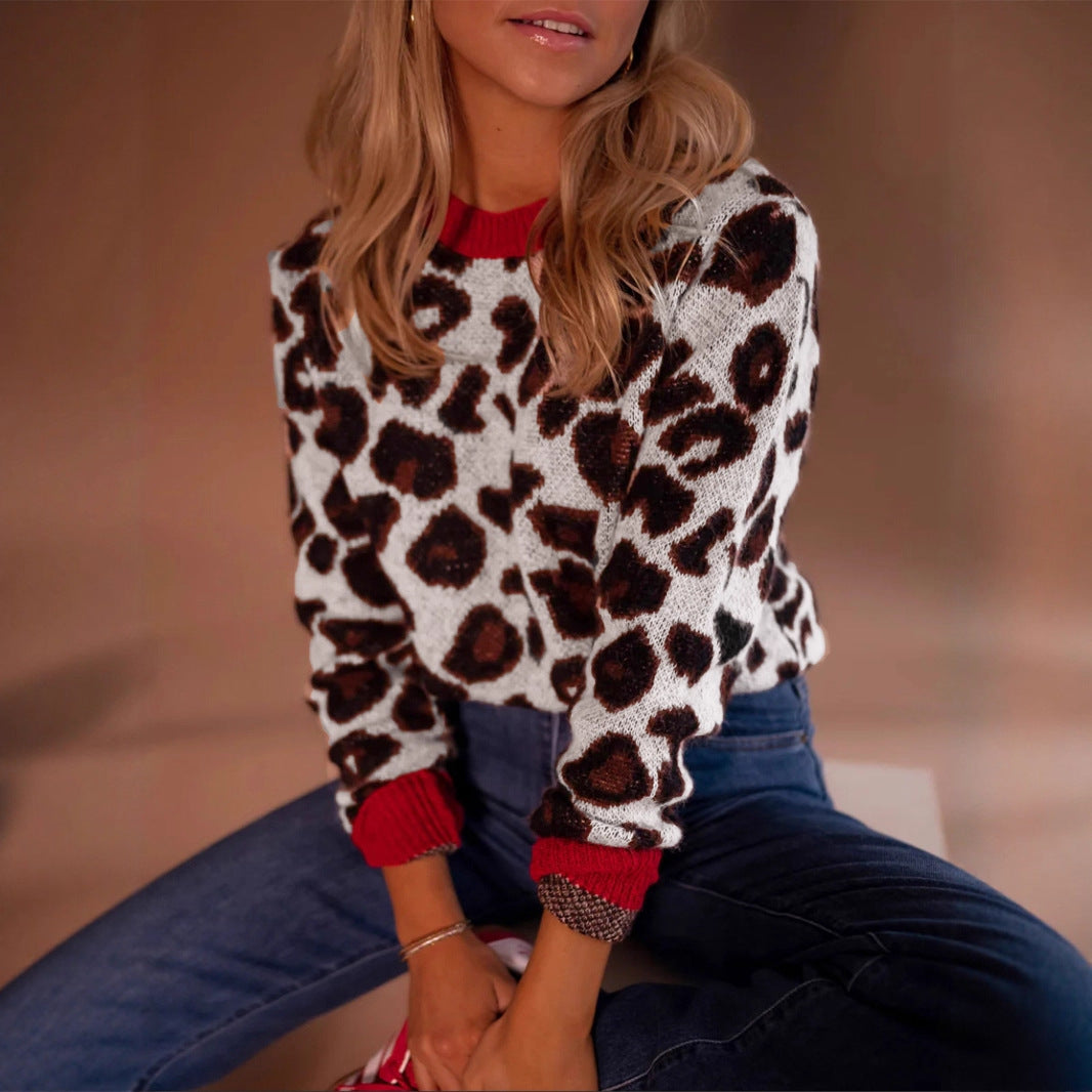 Pull femme à motif léopard et emmanchures contrastantes Chic und Stil