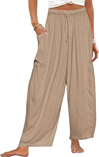 Comfortable wide-leg pants for women with practical side pockets and elastic waistband Chic and Style