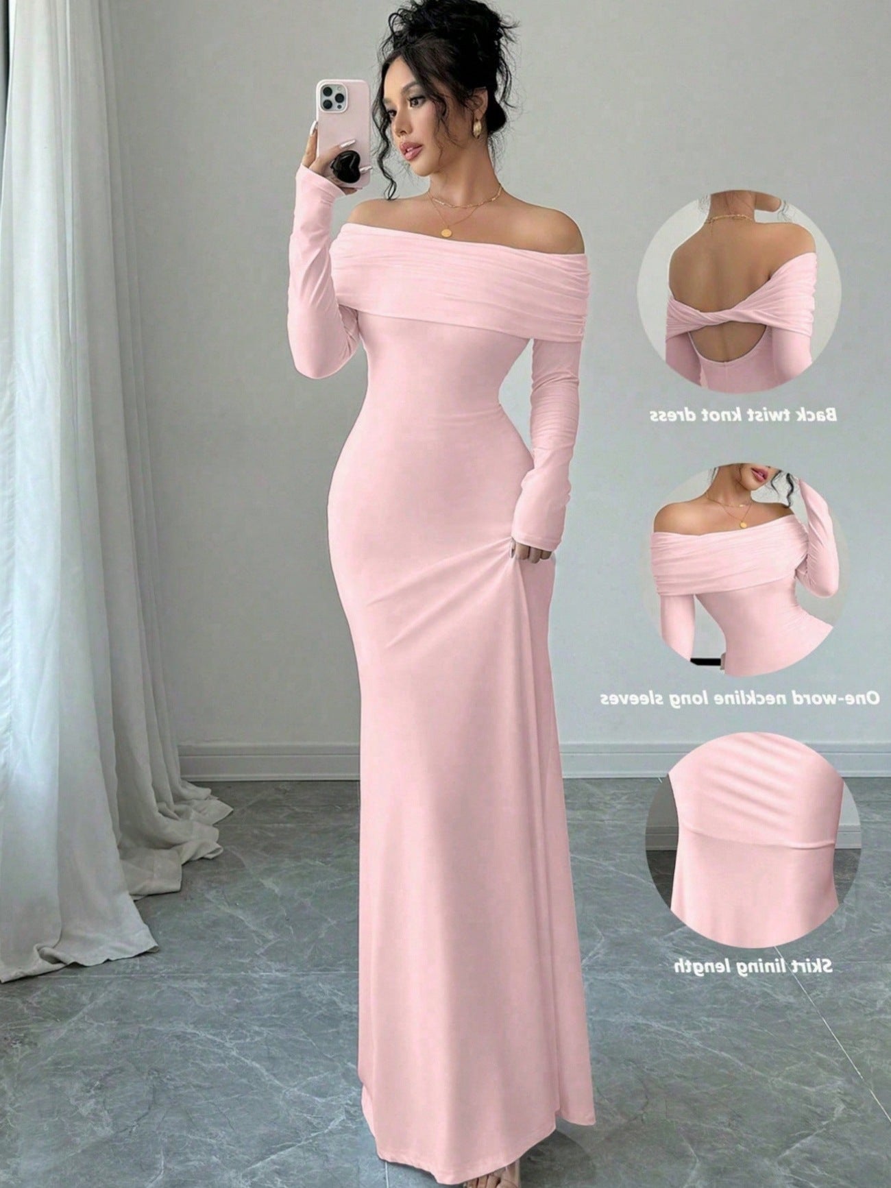 Robe maxi festive pour femmes avec décolleté off-shoulder et coupe près du corps Chic und Stil